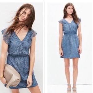 Madewell Blue Lace Flutter Sleeve Dress Size 6